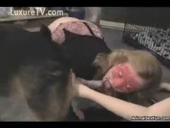 A slave housewife has her sultry dog fuck her.